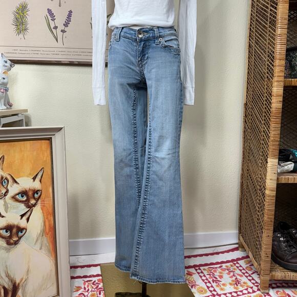 !it jeans Denim - Y2k Distressed Flare Jeans Rockstar Girlfriend Trashy Coastal Cowgirl 25 27 x 31